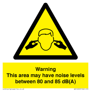 Warning Noise Levels in this area between 80 and 85 dB